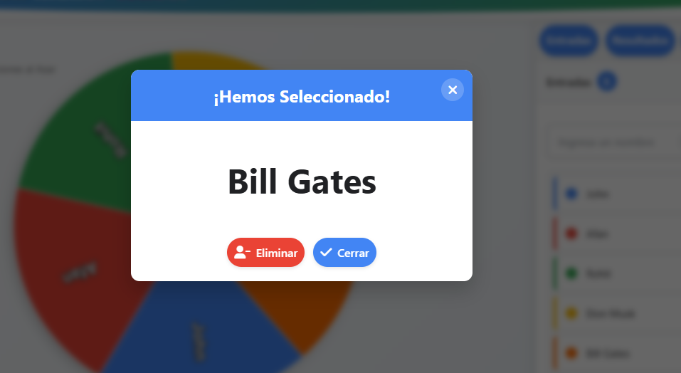 Resultado del Selector Aleatorio de Nombres