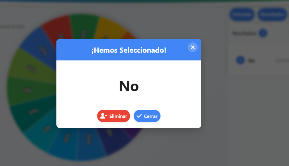 Resultado de la rueda de sí o no