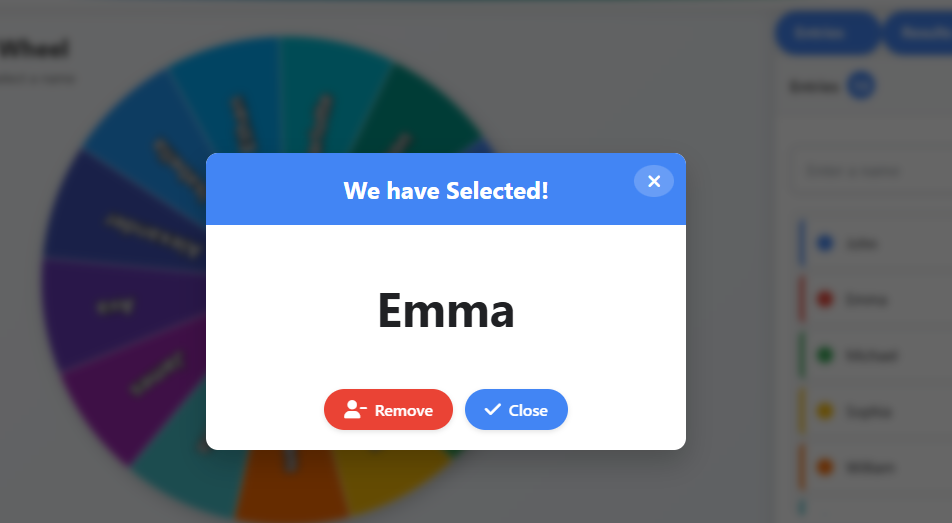 Random Name Picker Result
