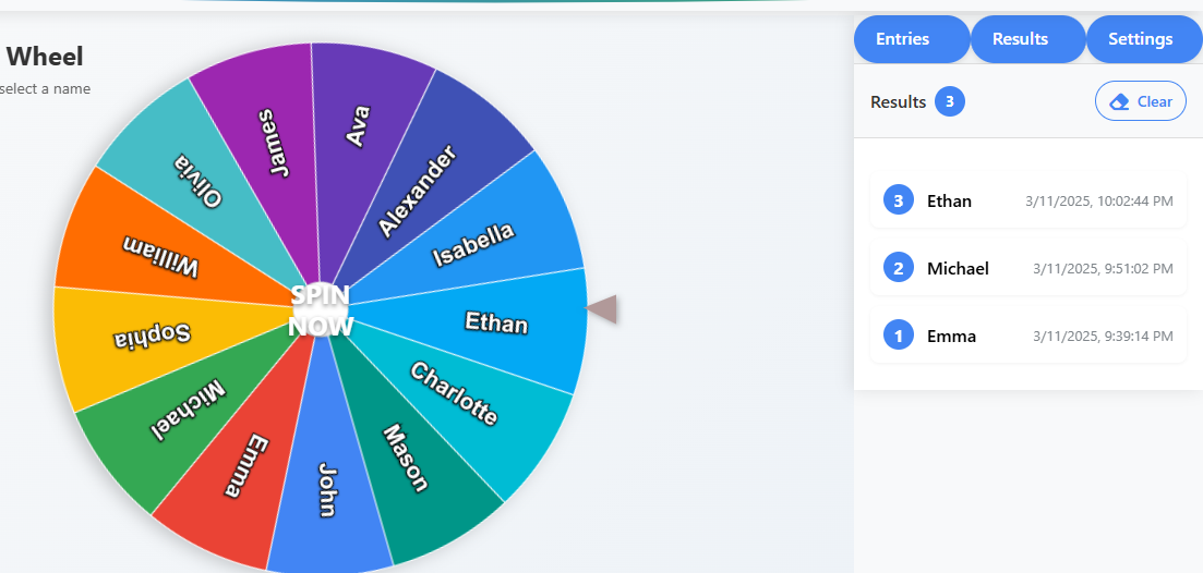 Random Name Picker Results